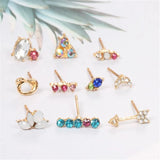 10Pcs Boho Geometric Moon Arrow Earrings Set Punk Stud Earring