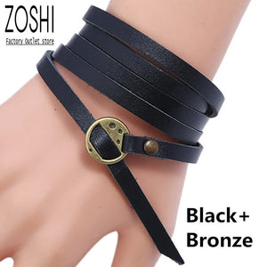 Brown Leather Bracelet Retro Multi-layer Charm Style Bracelet Boho Jewelry