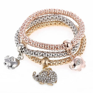 Crystal Love Heart Charms Bracelets Set for Women with Owl Elephant Pendant