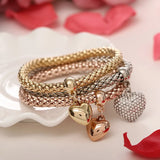 Crystal Love Heart Charms Bracelets Set for Women with Owl Elephant Pendant