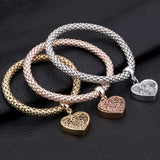 Crystal Love Heart Charms Bracelets Set for Women with Owl Elephant Pendant