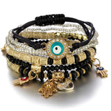 6Pcs Beaded Bracelets for Women Eyes Multilayer Bangles Summer Jewelry