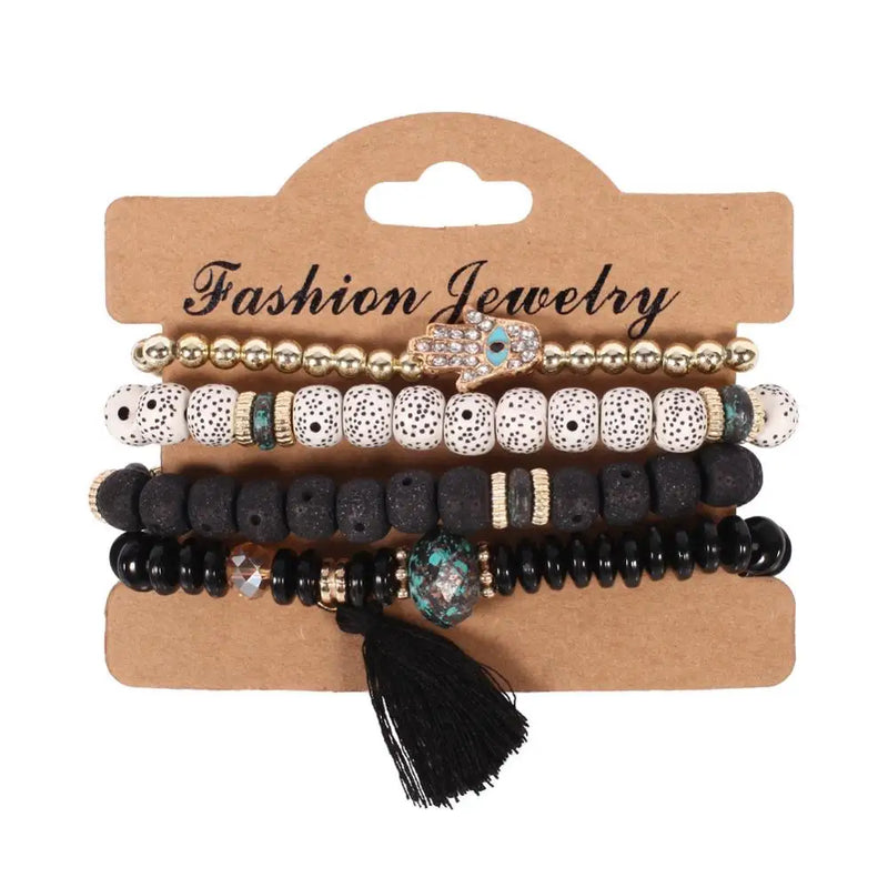 6Pcs Beaded Bracelets for Women Eyes Multilayer Bangles Summer Jewelry