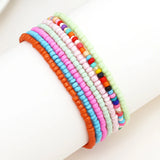 7pcs Beaded Anklet Bracelets Rainbow Elastic Ankle Bracelet Foot Beach Jewelry
