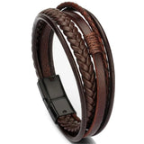 Men's Classic Leather Bracelet Hand Charm Multilayer Male Bracelet
