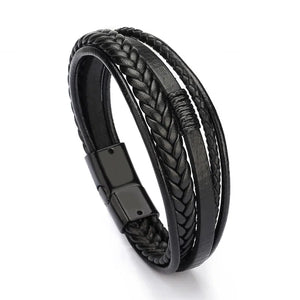 Men's Classic Leather Bracelet Hand Charm Multilayer Male Bracelet