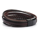 Men's Classic Leather Bracelet Hand Charm Multilayer Male Bracelet
