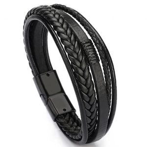 Men's Classic Leather Bracelet Hand Charm Multilayer Male Bracelet