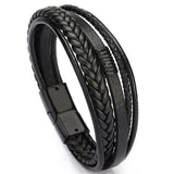 Men's Classic Leather Bracelet Hand Charm Multilayer Male Bracelet