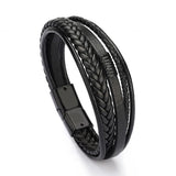 Men's Classic Leather Bracelet Hand Charm Multilayer Male Bracelet