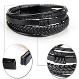 Men's Classic Leather Bracelet Hand Charm Multilayer Male Bracelet