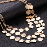 Ethnic Geometric Coin Maxi Necklace Chain Retro Exaggerated Jewelry