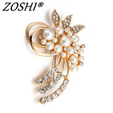 Crystal Pearl Flower Brooch Wedding Accessories