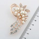 Crystal Pearl Flower Brooch Wedding Accessories