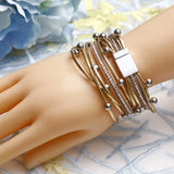 Layered Leather Bracelets Magnetic Buckle Charm Bracelets for Women