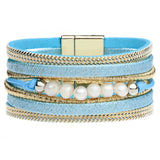 Layered Leather Bracelets Magnetic Buckle Charm Bracelets for Women