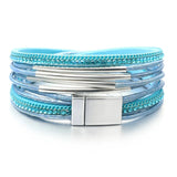 Layered Leather Bracelets Magnetic Buckle Charm Bracelets for Women