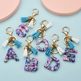 Initial Resin Tassel Keychain A-Z Letters Women Jewelry