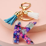 Initial Resin Tassel Keychain A-Z Letters Women Jewelry