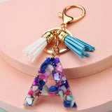 Initial Resin Tassel Keychain A-Z Letters Women Jewelry
