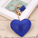Heart Keychain Leather Tassel Key Holder Metal Crystal Key Chain