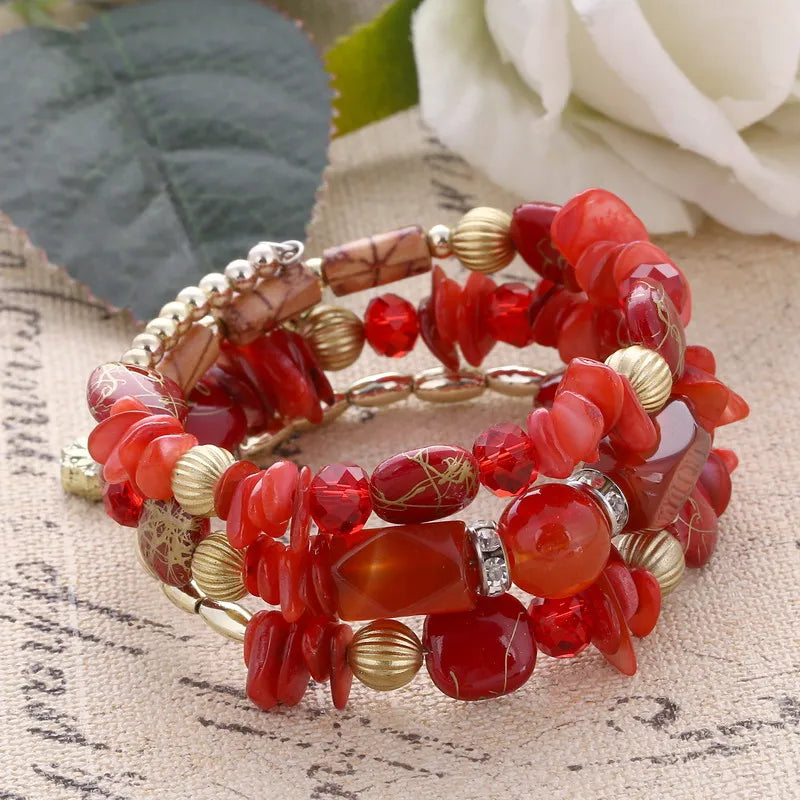 Vintage Multilayer Beads Charm Bracelet for Women