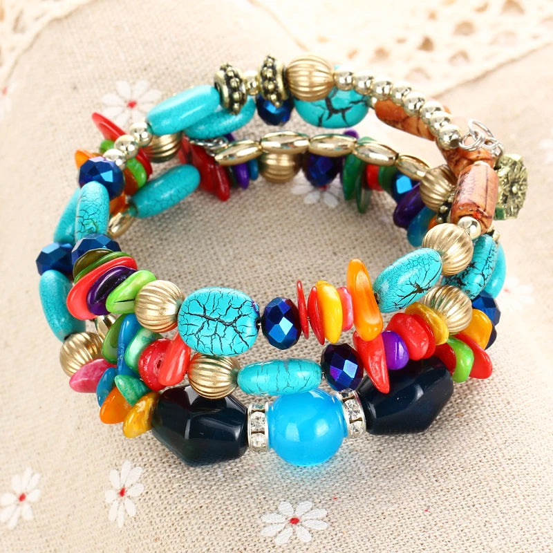 Vintage Multilayer Beads Charm Bracelet for Women