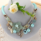 Simulated Pearl Flower Statement Necklace Jewelry