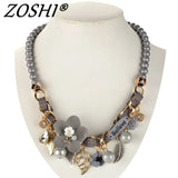Simulated Pearl Flower Statement Necklace Jewelry