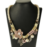 Simulated Pearl Flower Statement Necklace Jewelry
