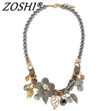 Simulated Pearl Flower Statement Necklace Jewelry