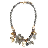 Simulated Pearl Flower Statement Necklace Jewelry