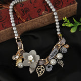 Simulated Pearl Flower Statement Necklace Jewelry