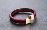 Punk Men Jewelry Red Leather Bracelet Magnetic Clasp Bangles
