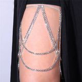 Boho Rhinestone Leg Chains for Women Sexy Body Chain Leg Thigh Jewelry