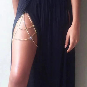 Boho Rhinestone Leg Chains for Women Sexy Body Chain Leg Thigh Jewelry
