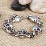 Silver Men's Steel High Biker Man Skull Charms Bracelet Chain