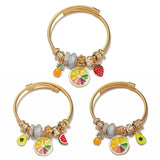 Fruit Pendant Crystal Beads Cuff Bracelet for Women