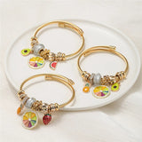 Fruit Pendant Crystal Beads Cuff Bracelet for Women