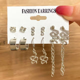 ZOVOLI Silver Snake Drop Earrings Set For Women Geometric Tassel Dangle Earrings
