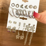 ZOVOLI Silver Snake Drop Earrings Set For Women Geometric Tassel Dangle Earrings
