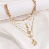 ZOVOLI Vintage Multi-layer Coin Flowers Chain Choker Necklace For Women