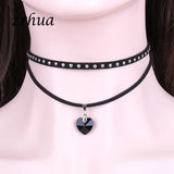 Rainbow Heart Choker Charms Necklace Pendant for Women