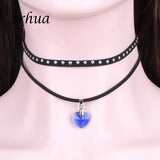 Rainbow Heart Choker Charms Necklace Pendant for Women