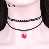 Rainbow Heart Choker Charms Necklace Pendant for Women