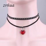 Rainbow Heart Choker Charms Necklace Pendant for Women