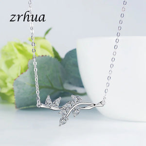 ZRHUA Zircon AAA+ Stone Leaf Chain Necklace