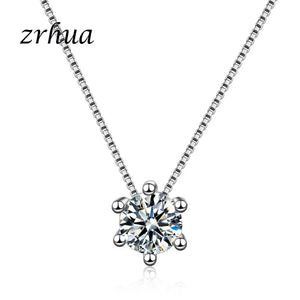 ZRHUA Silver Zircon Necklace for Women CZ Wedding Choker Necklace