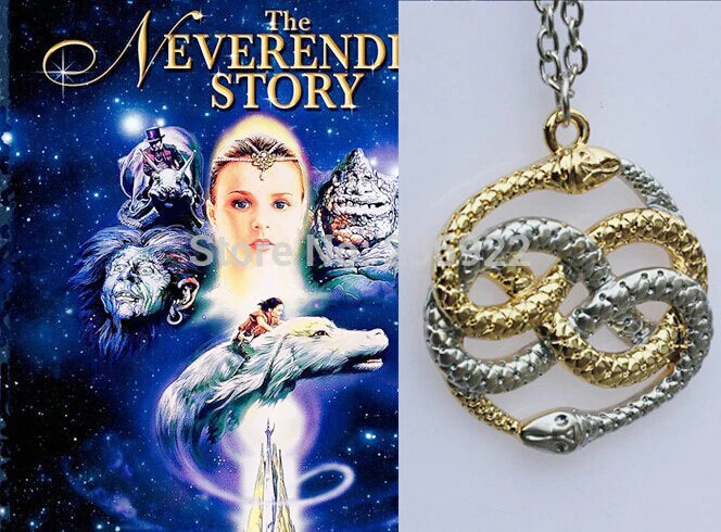 Vintage Steampunk Two Snake Necklace Auryn Pendant