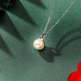 Pearl Necklace Shell Beads Jewelry Women Chain Pendant S925 Sterling Silver